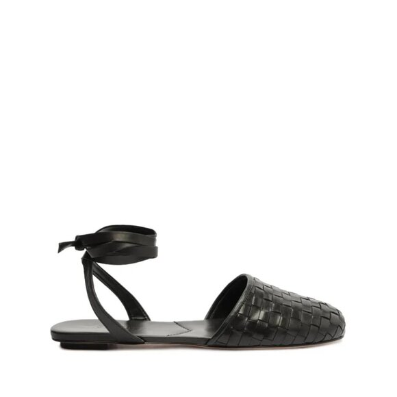 Schutz Ariel Woven Leather Flat Black - Picture 2 of 5